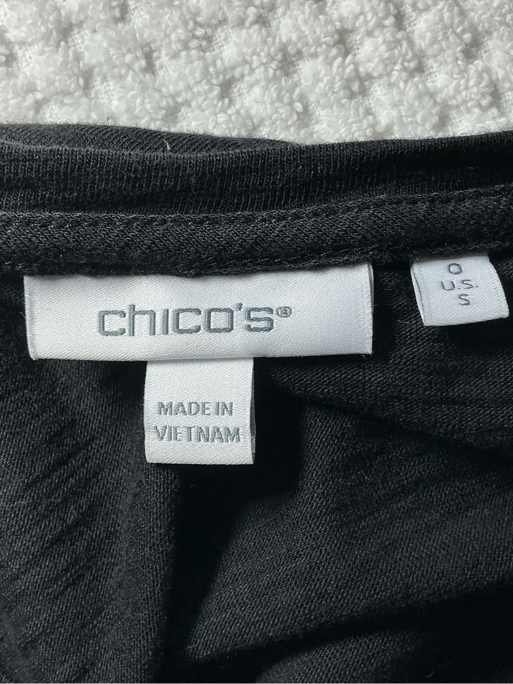 Chico's Black V-Neck Long Sleeve Top with Stud Trim - Picture 3 of 8